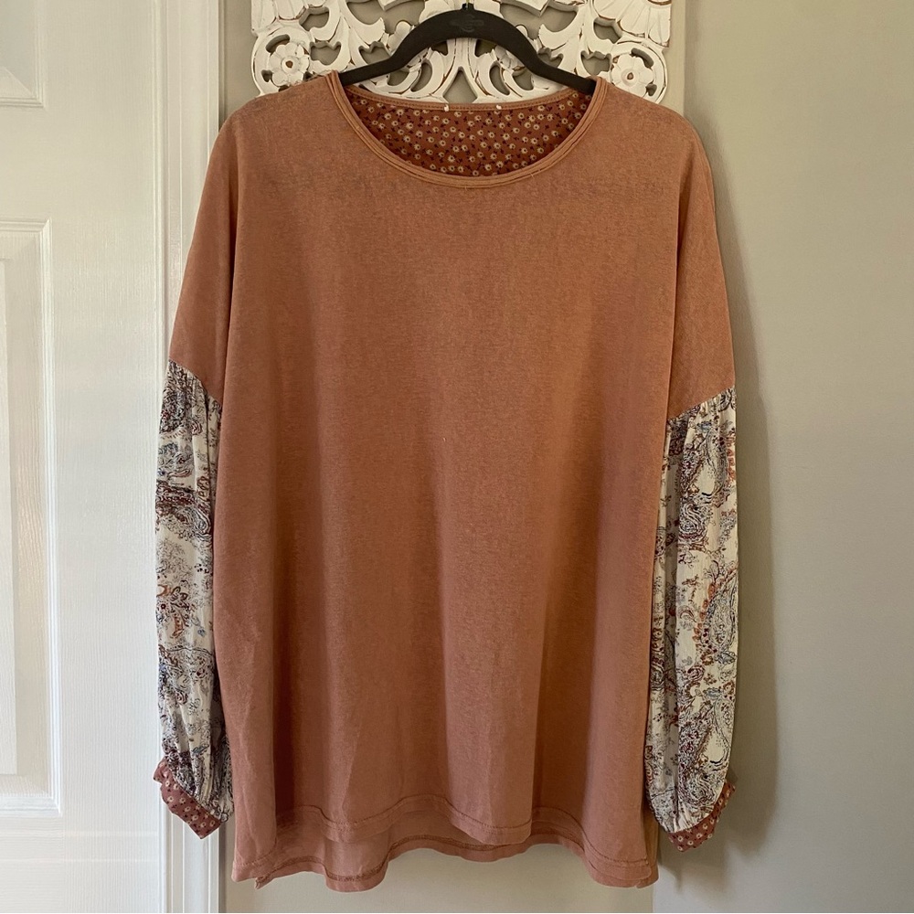 Self Boho Hippie Lagenlook Blouse Top Size1X Balloon Sleeve